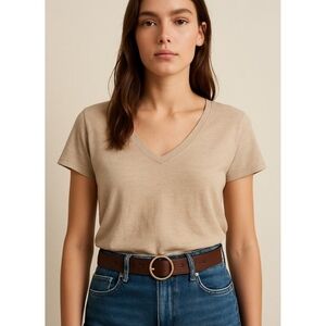 Ba&ah Beau belt women brown leather metal buckle CAMUS leather belt Size 85 cm